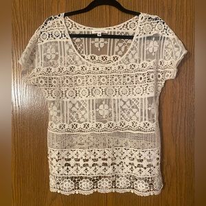 Ellie & Kate Lace Top, Cream Color, Size S/M